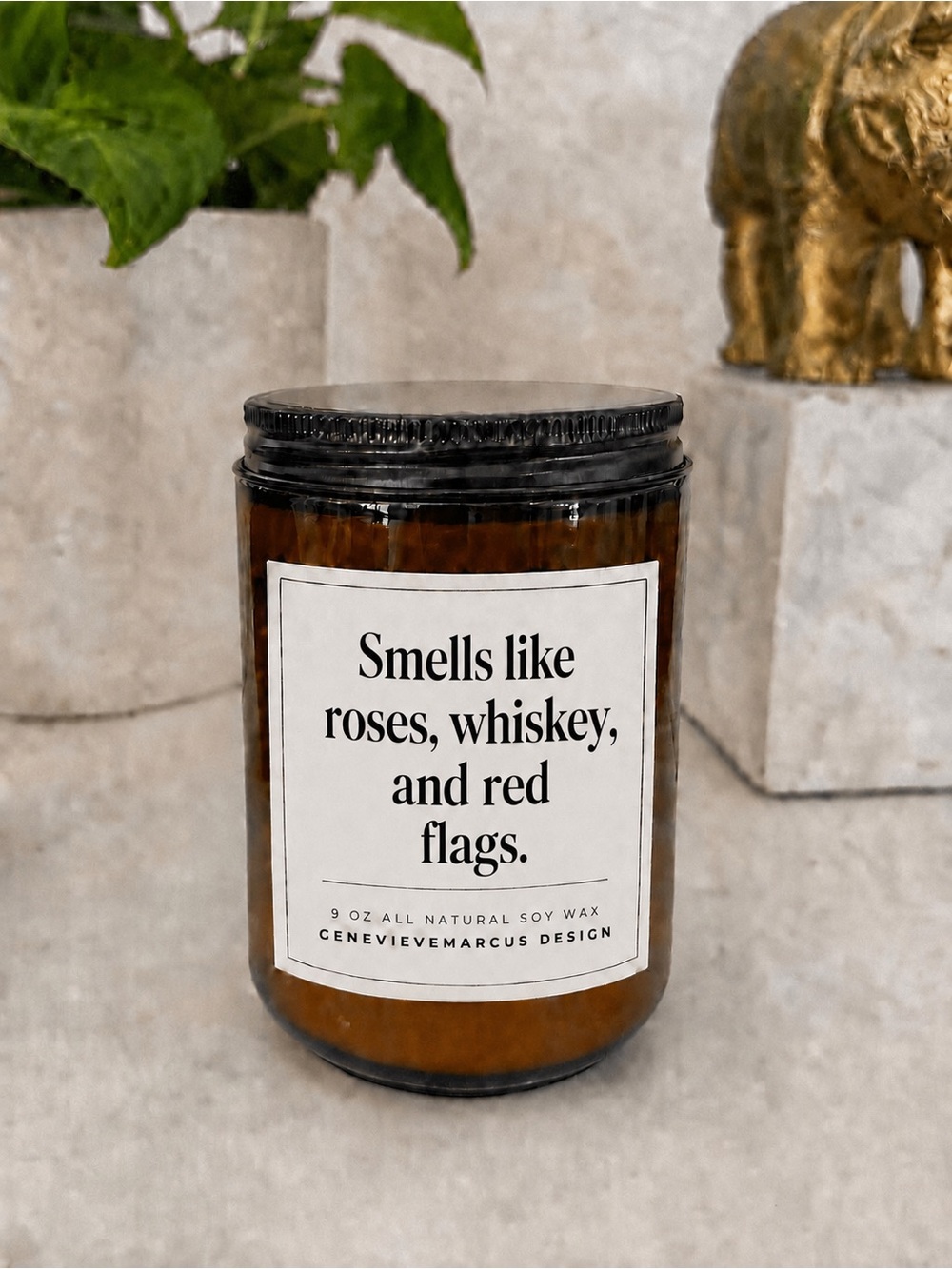 Smells Like Roses, Whiskey & Red Flags 9 oz Soy Candle